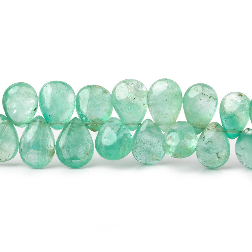 6x4-9.5x7mm Colombian Emerald plain pear beads 8 inch 64 pieces AAA - Beadsofcambay.com