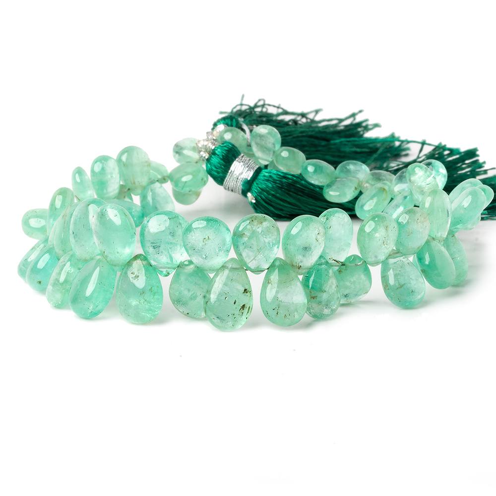 6x4-9.5x7mm Colombian Emerald plain pear beads 8 inch 64 pieces AAA - Beadsofcambay.com