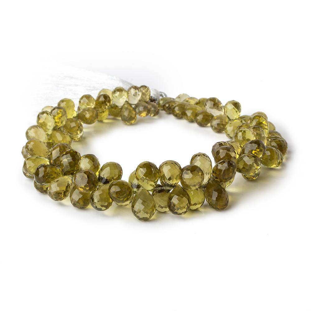6x4-9x6mm Olive Quartz Faceted Teardrop Beads 8.5 inch 95 pieces AAA - Beadsofcambay.com