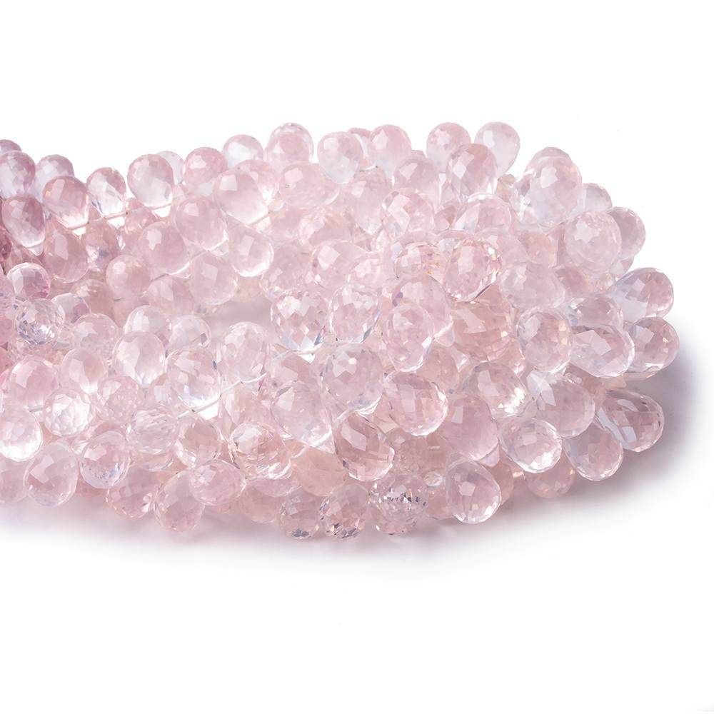 6x4-9x6mm Rose Quartz Faceted Tear Drop Beads 8 inch 80 pieces AAA - Beadsofcambay.com