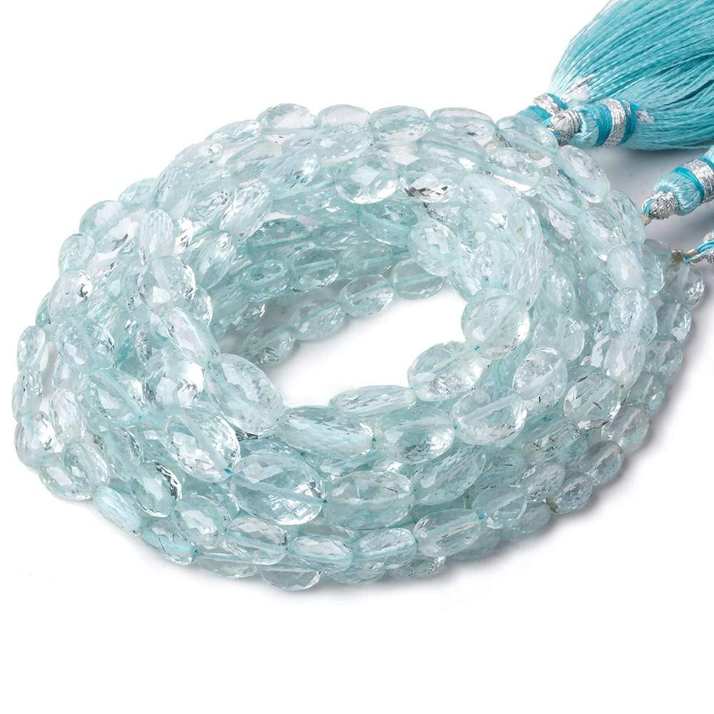 6x4-9x7mm Aquamarine micro faceted ovals 17 inch 63 beads AA - Beadsofcambay.com