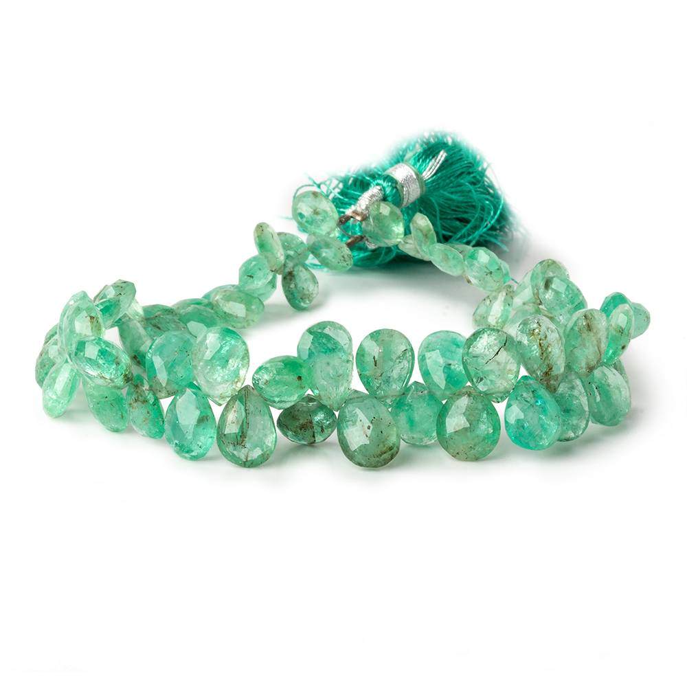 6x4-9x7mm Emerald Faceted Pear Briolette Beads 8 inch 64 pieces - Beadsofcambay.com