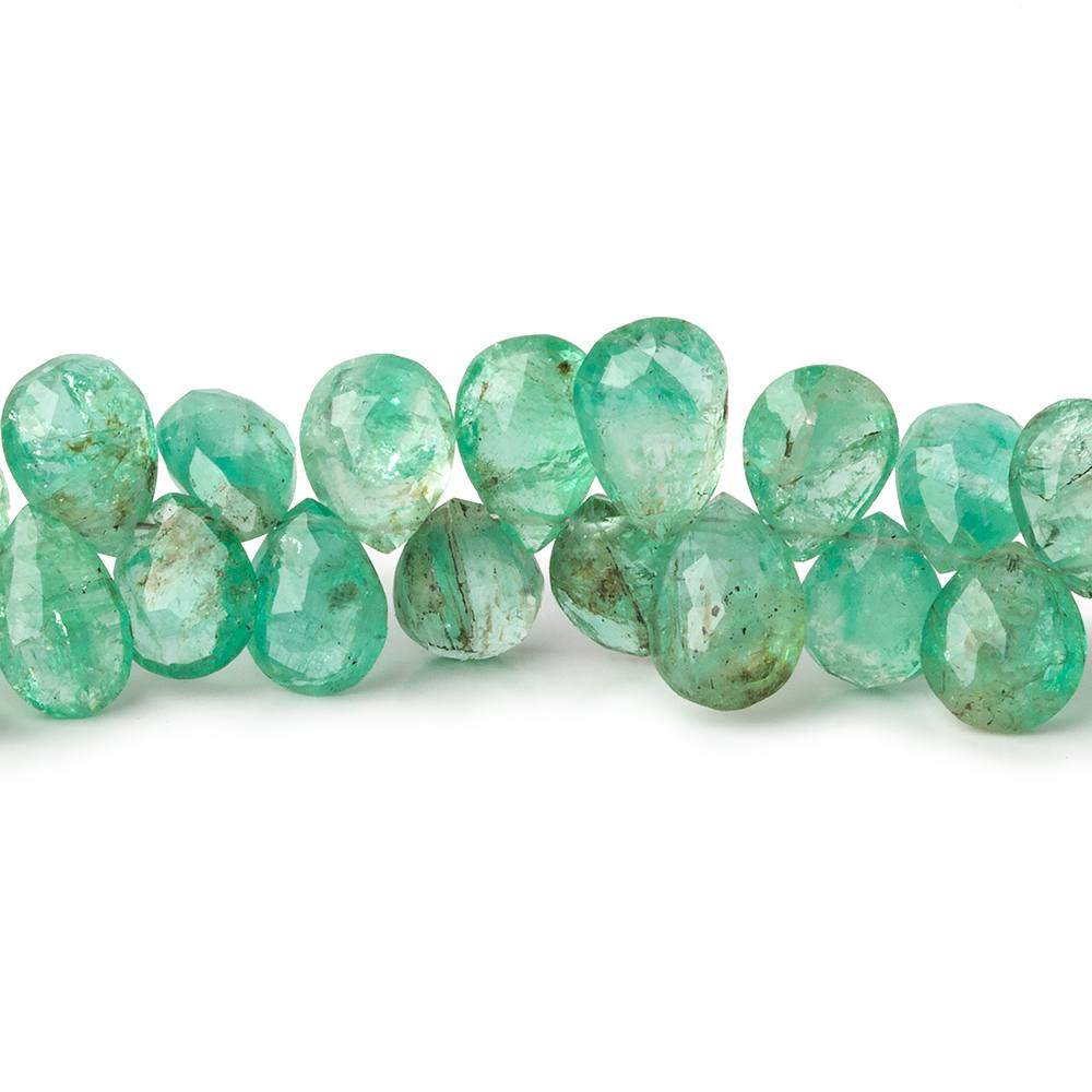6x4-9x7mm Emerald Faceted Pear Briolette Beads 8 inch 64 pieces - Beadsofcambay.com