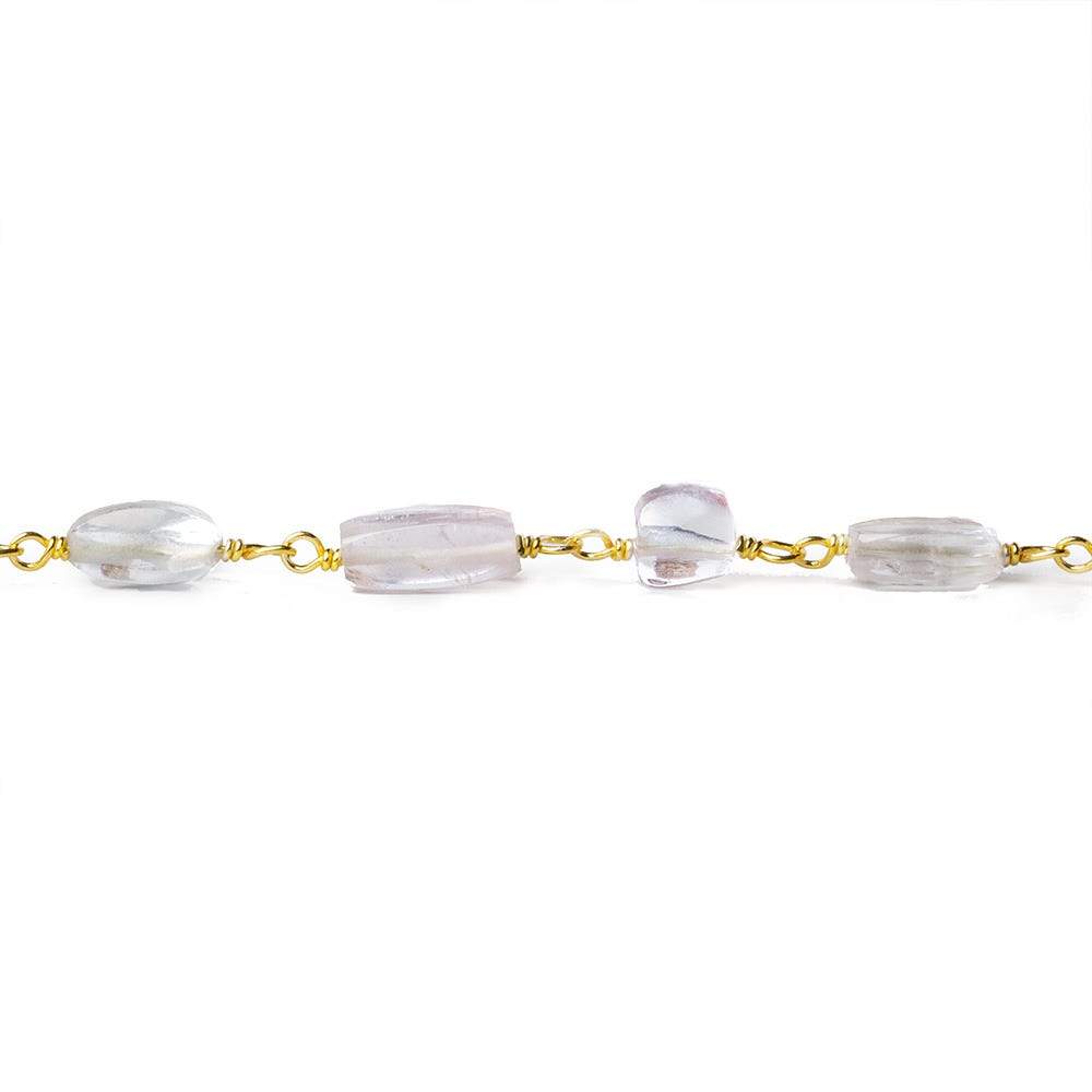 6x4-9x7mm Kunzite plain nugget Vermeil Chain by the foot - Beadsofcambay.com