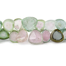 6x4.5-10x10mm MultiColor & Watermelon Afghani Tourmaline Freeforms 19 inch 147 beads AAA - Beadsofcambay.com