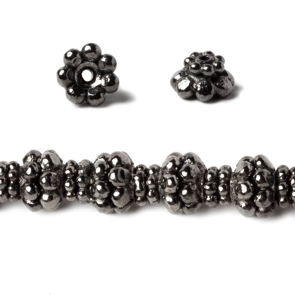 6x4mm Black Gold plated Copper Daisy Bead Cap 8 inch 52 beads - Beadsofcambay.com