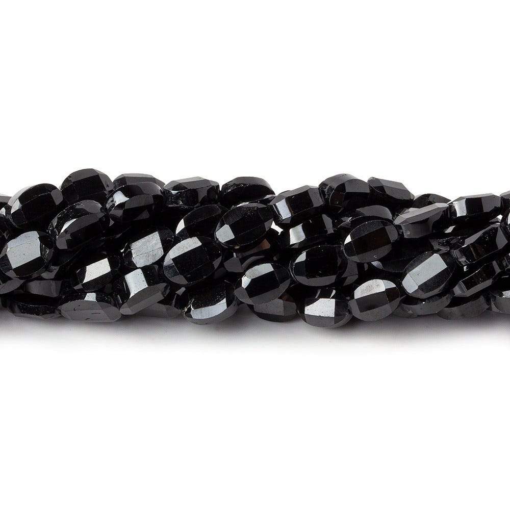 6x4mm Black Spinel Straight Drill Faceted Oval Beads 13.5 inch 52 pieces - Beadsofcambay.com