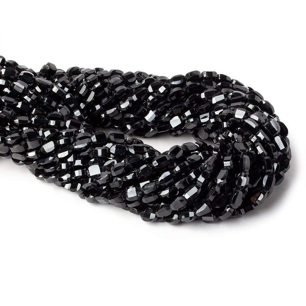 6x4mm Black Spinel Straight Drill Faceted Oval Beads 13.5 inch 52 pieces - Beadsofcambay.com