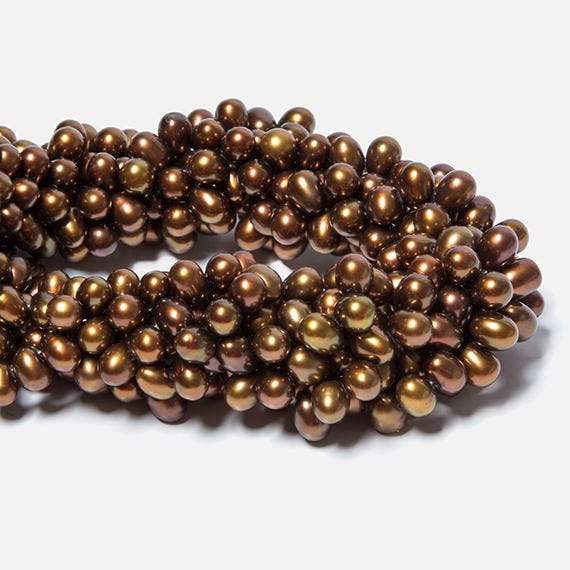 6x4mm Bronze Top Drilled Oval Freshwater Pearl 16 inch 78 pcs - Beadsofcambay.com