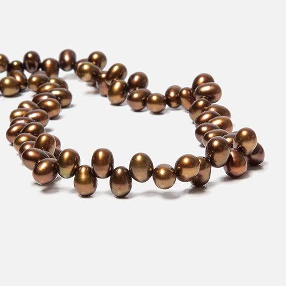 6x4mm Bronze Top Drilled Oval Freshwater Pearl 16 inch 78 pcs - Beadsofcambay.com