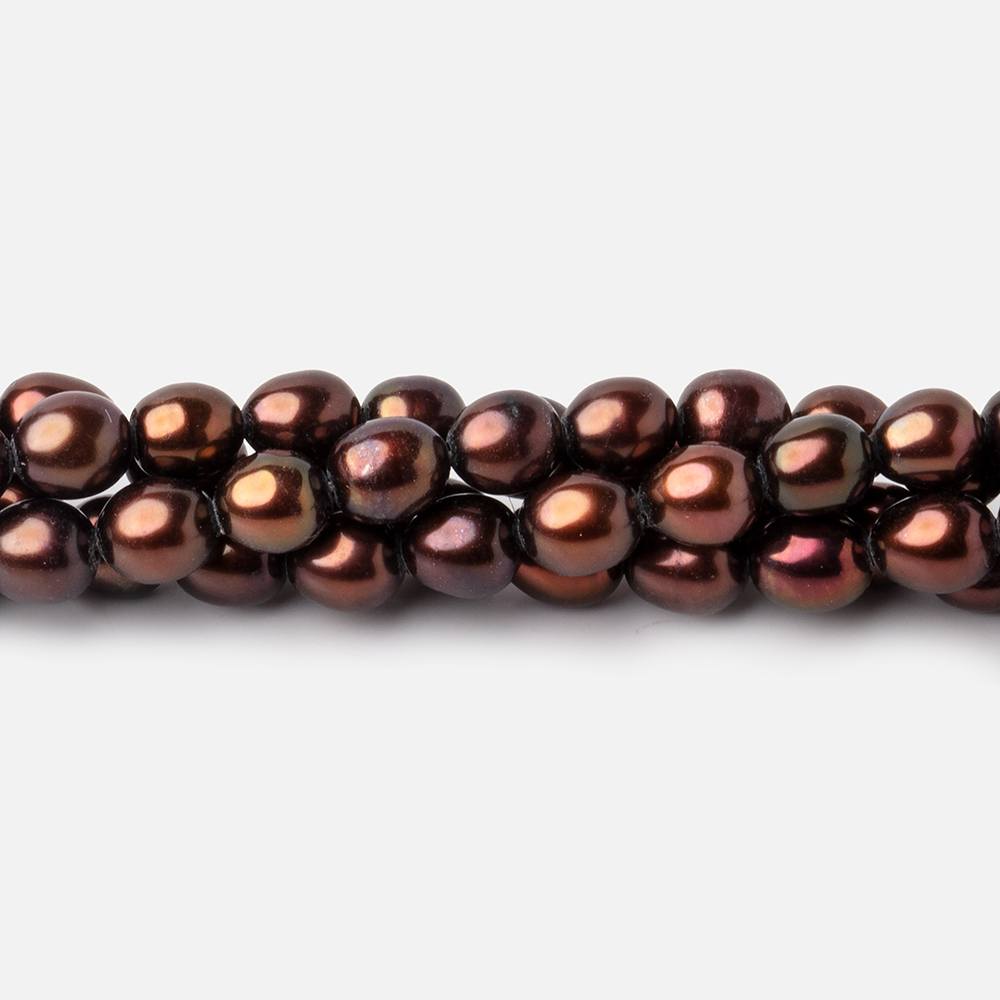 6x4mm Chocolate Straight Drilled Oval Freshwater Pearl 15 inch 66 pieces - Beadsofcambay.com