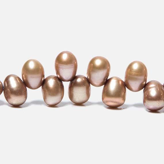 6x4mm Coffee Top Drilled Oval Freshwater Pearls 16 inch 78 pcs - Beadsofcambay.com