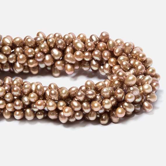 6x4mm Coffee Top Drilled Oval Freshwater Pearls 16 inch 78 pcs - Beadsofcambay.com