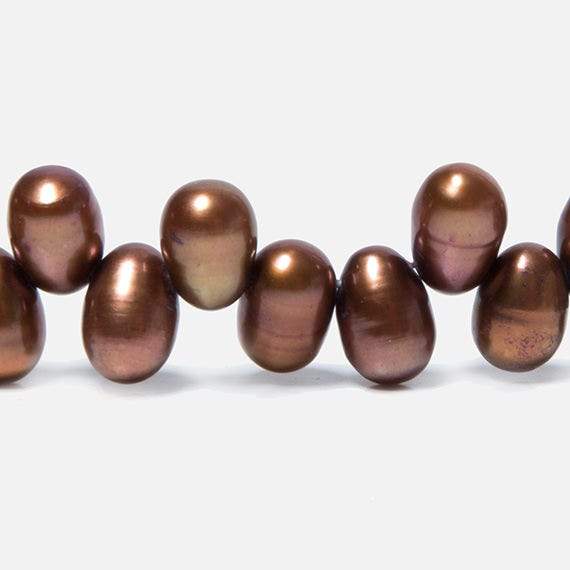 6x4mm Copper Top Drilled Oval Freshwater Pearls 16 inch 78 pcs - Beadsofcambay.com