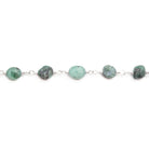 6x4mm Matte Emerald plain nugget Silver plated Chain by the foot 29 pieces - Beadsofcambay.com