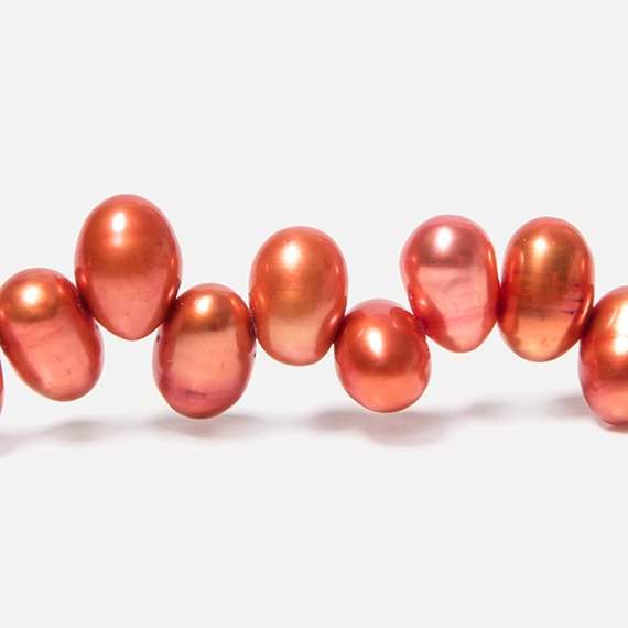 6x4mm Orange Top Drilled Oval Freshwater Pearls 16 inch 78 pcs - Beadsofcambay.com