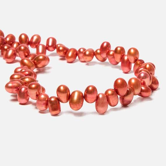 6x4mm Orange Top Drilled Oval Freshwater Pearls 16 inch 78 pcs - Beadsofcambay.com