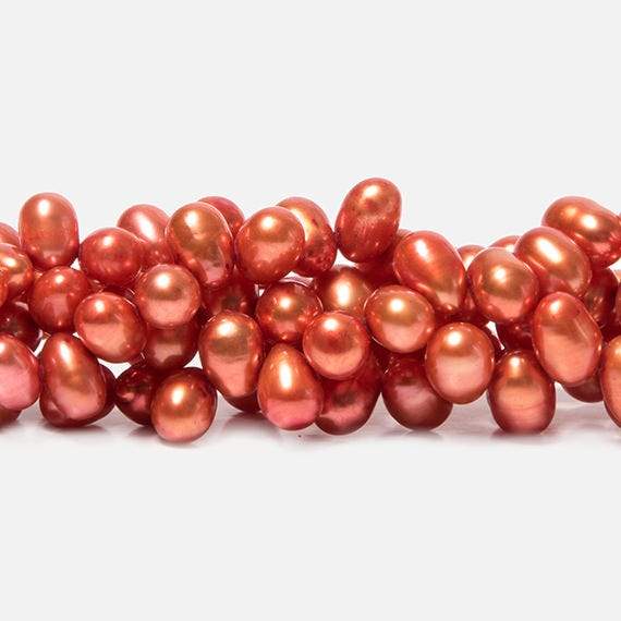 6x4mm Orange Top Drilled Oval Freshwater Pearls 16 inch 78 pcs - Beadsofcambay.com