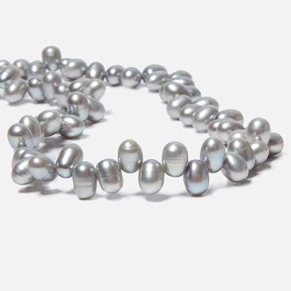 6x4mm Silver Top Drill Oval Freshwater Pearl 16 inch 78 pcs - Beadsofcambay.com
