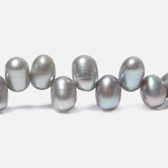 6x4mm Silver Top Drill Oval Freshwater Pearl 16 inch 78 pcs - Beadsofcambay.com