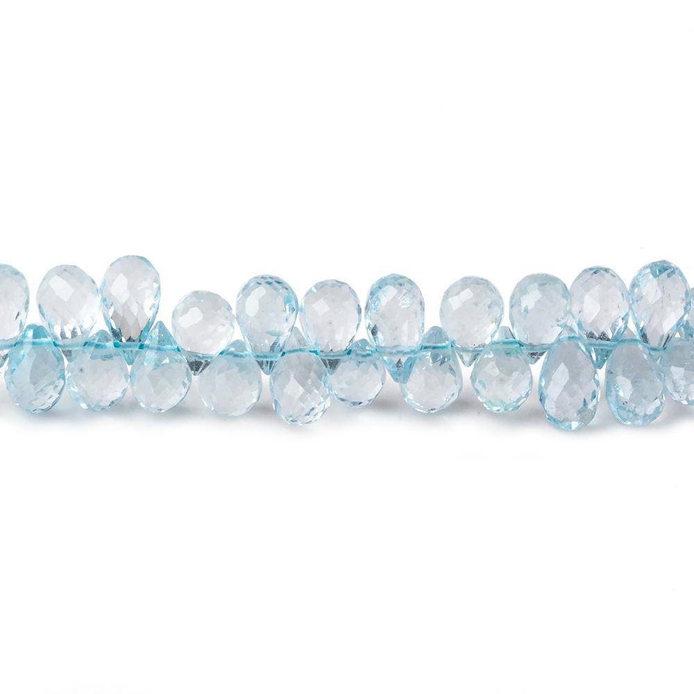 6x4mm Sky Blue Topaz Faceted Tear Drop Beads 8 inch 89 pieces - Beadsofcambay.com