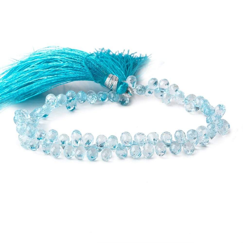 6x4mm Sky Blue Topaz Faceted Tear Drop Beads 8 inch 89 pieces - Beadsofcambay.com