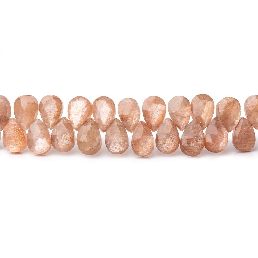 6x4mm Sunstone & Moonstone Micro Faceted Pears 7.5 inch 78 Beads AAA - Beadsofcambay.com