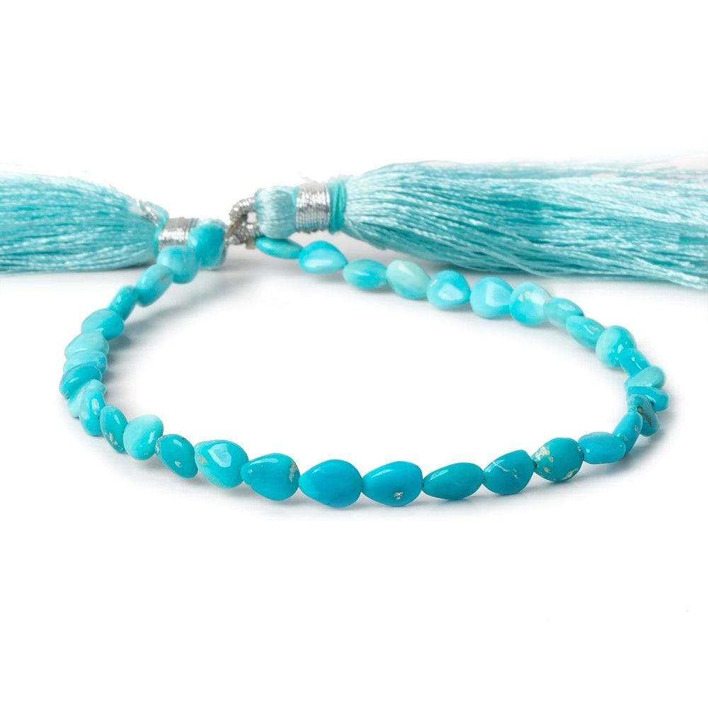 6x4mm Turquoise straight drilled plain pears 8 inch 36 beads - Beadsofcambay.com