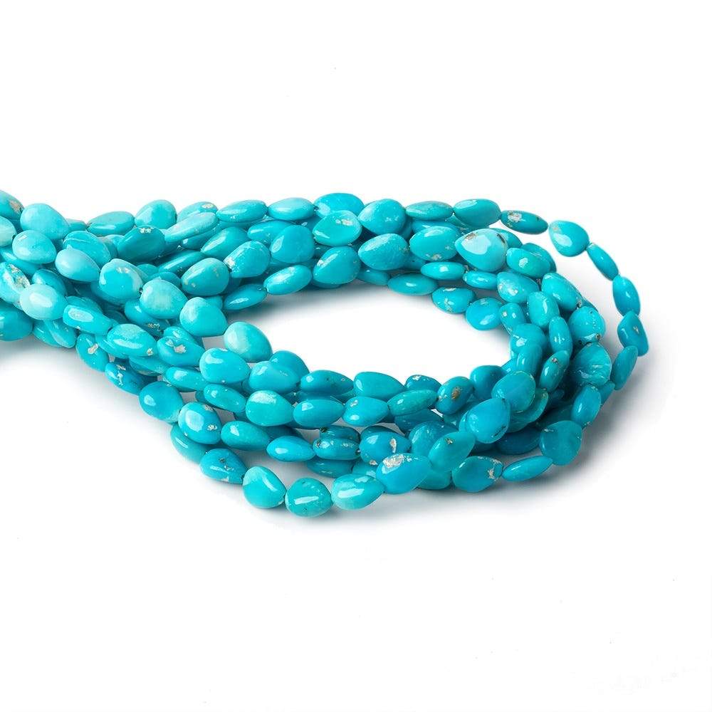 6x4mm Turquoise straight drilled plain pears 8 inch 36 beads - Beadsofcambay.com