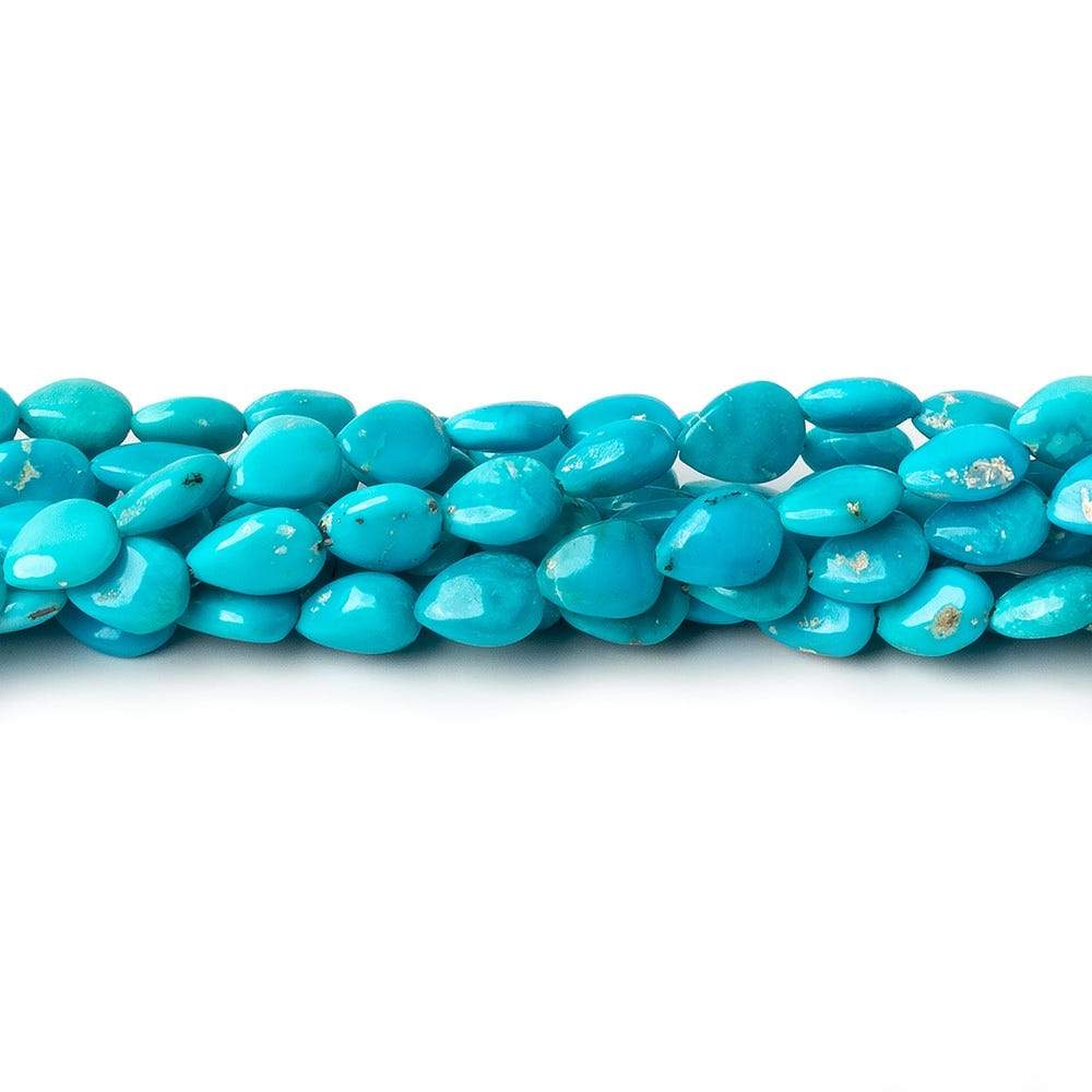 6x4mm Turquoise straight drilled plain pears 8 inch 36 beads - Beadsofcambay.com