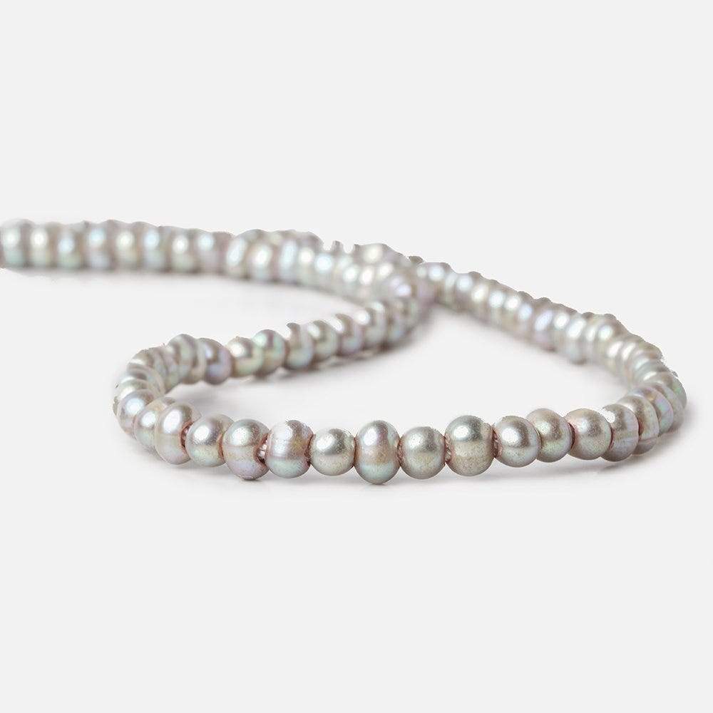 6x4mm Warm Silver 2.5mm Large Hole Off Round Pearl 15 inch 88 pieces - Beadsofcambay.com