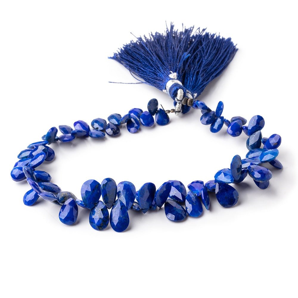6x5-10x6mm Lapis Lazuli Faceted Pear Beads 7 inch 72 pieces - Beadsofcambay.com