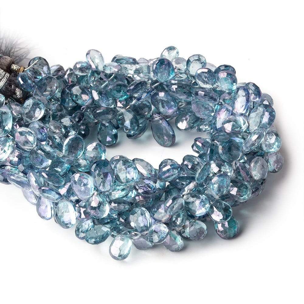 6x5-10x6mm Mystic Blue Topaz faceted pear beads 8 inch 63 pieces - Beadsofcambay.com