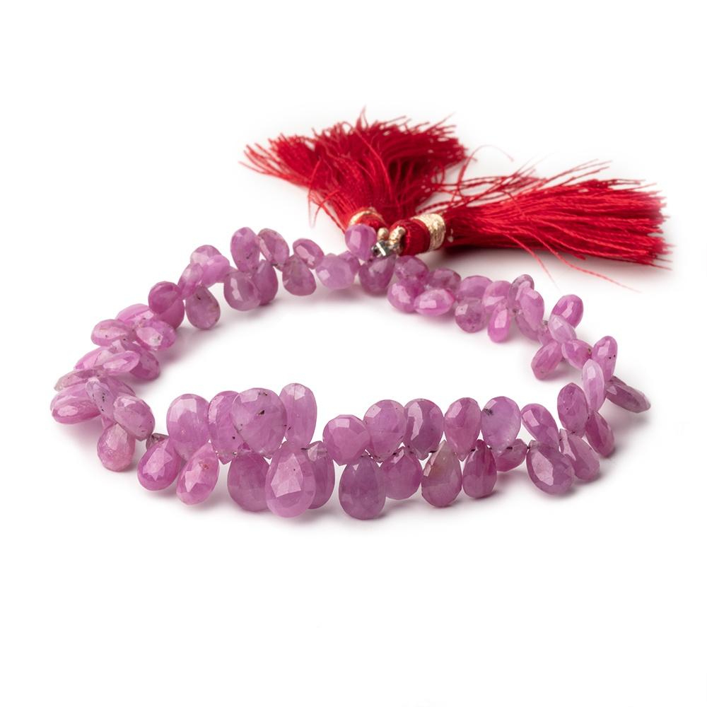 6x5-10x7mm Burma Ruby Faceted Pear Beads 8 inch 76 pieces AA - Beadsofcambay.com