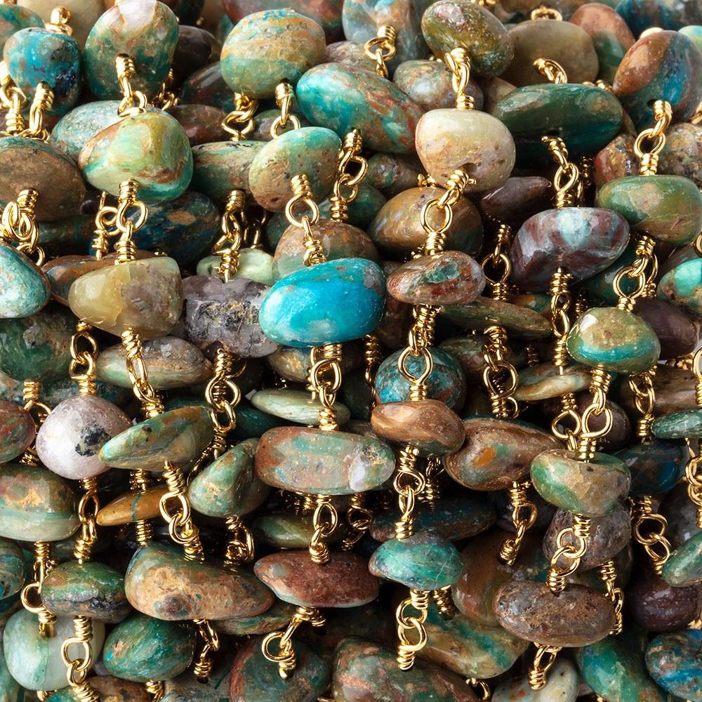6x5-11x6mm Blue Peruvian Opalina on Vermeil Chain by the foot 30 Beads - Beadsofcambay.com