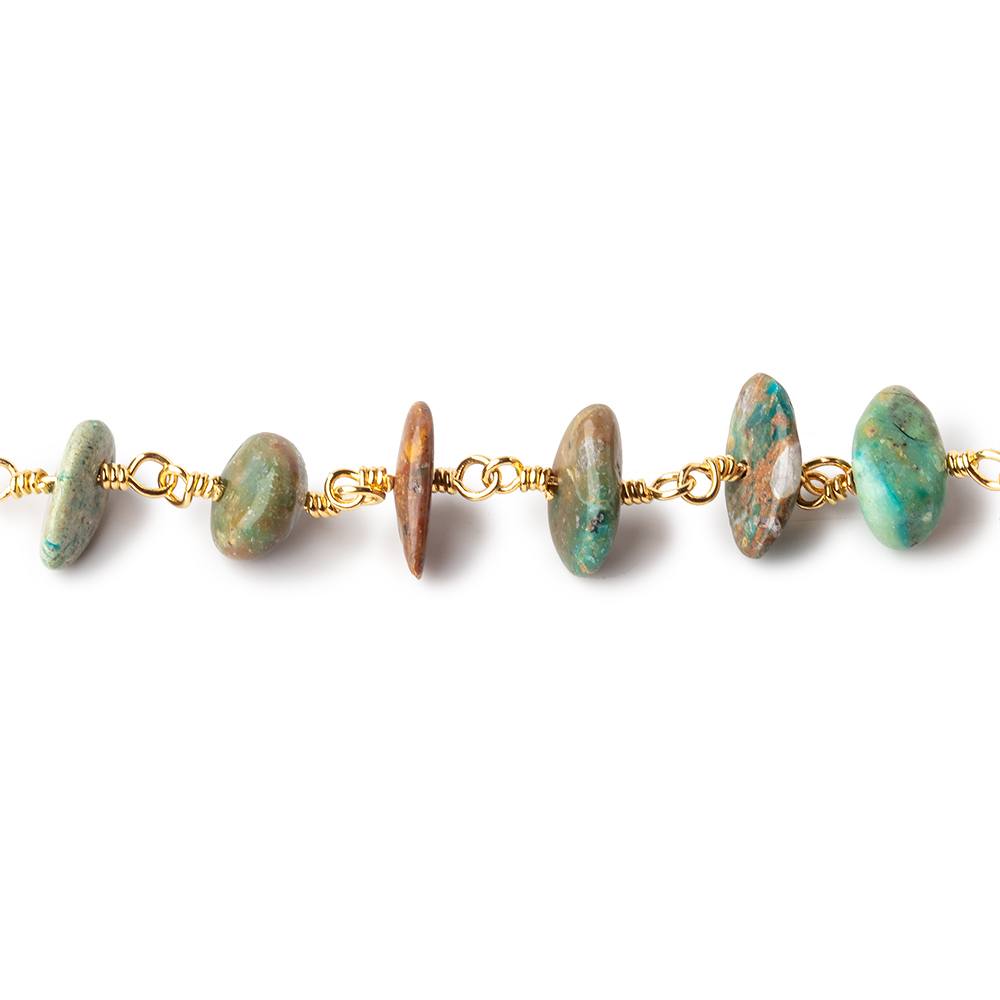6x5-11x6mm Blue Peruvian Opalina on Vermeil Chain by the foot 30 Beads - Beadsofcambay.com