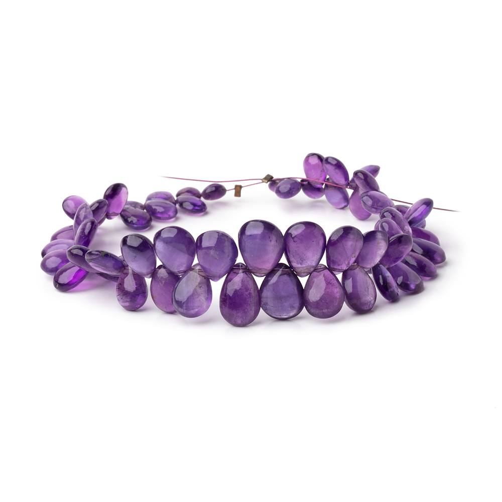 6x5-11x8mm Amethyst Plain Pear Beads 7.5 inch 58 pieces - Beadsofcambay.com