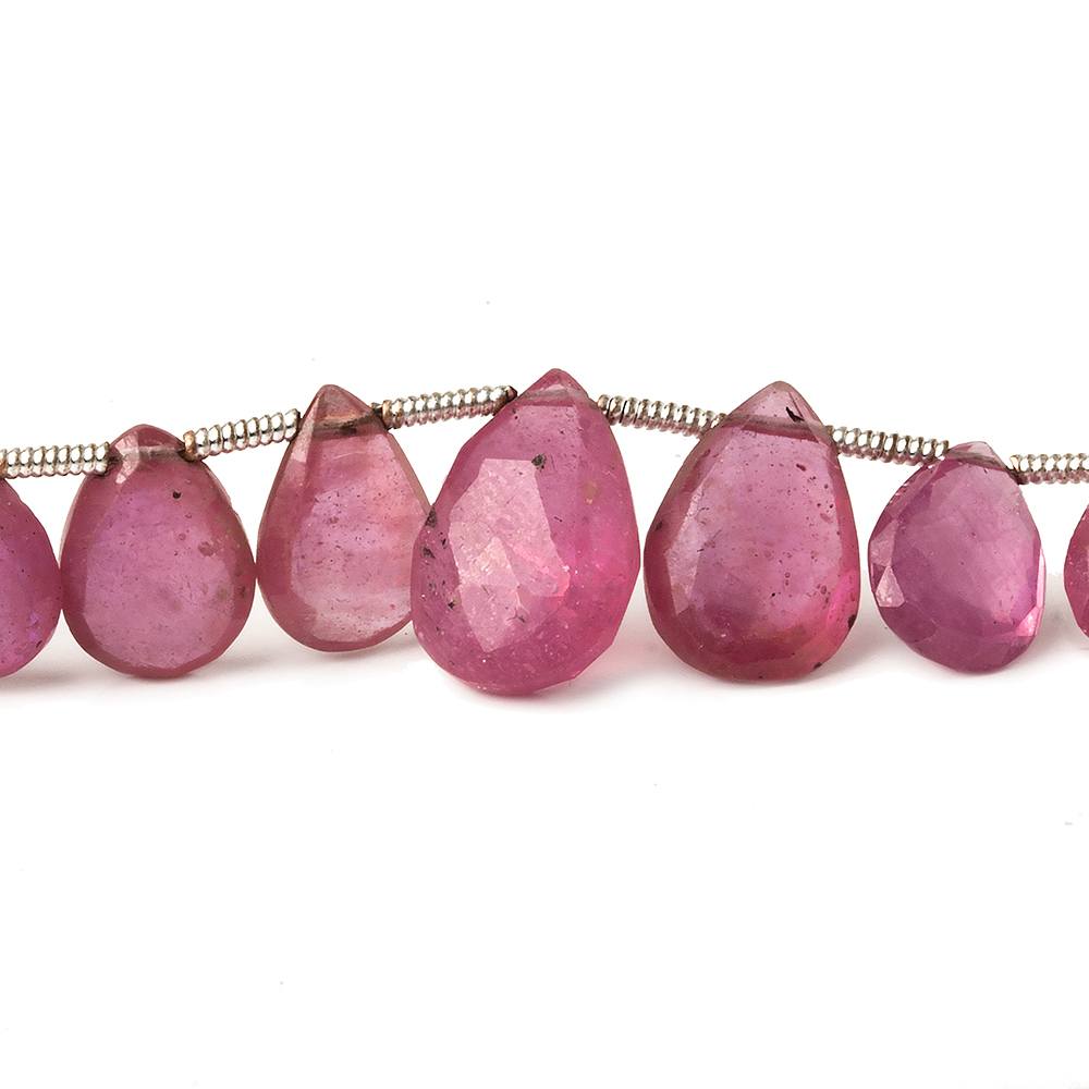 6x5-11x8mm Ruby Faceted Pear Briolettes 8 inch 26 beads - Beadsofcambay.com