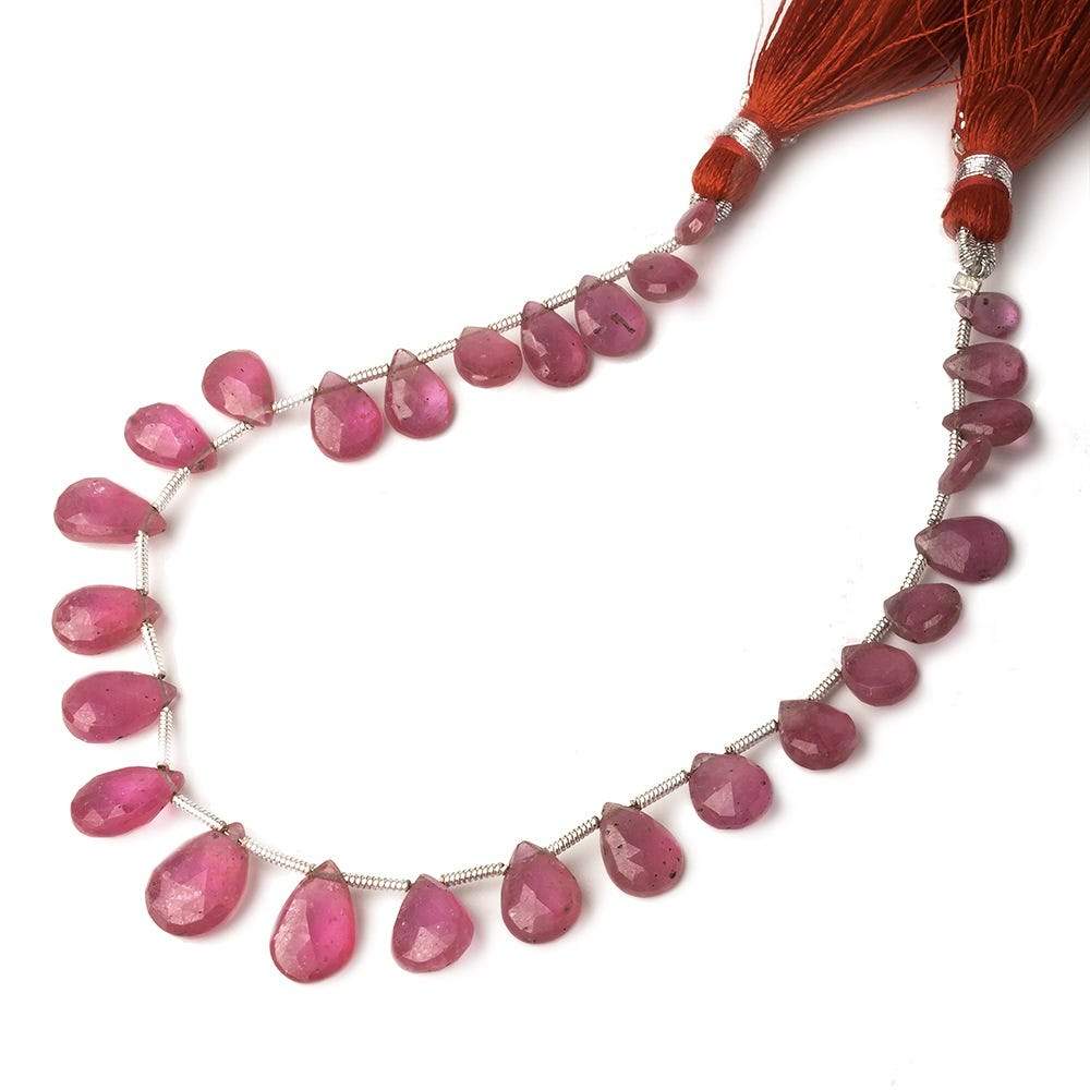 6x5-11x8mm Ruby Faceted Pear Briolettes 8 inch 26 beads - Beadsofcambay.com