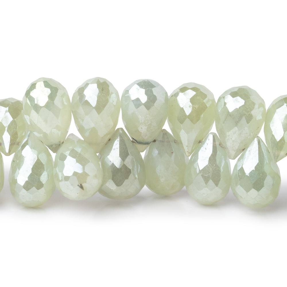 6x5-12x6mm Mystic Prehnite Faceted Tear Drop Beads 8 inch 65 pieces - Beadsofcambay.com