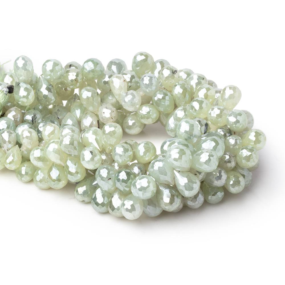 6x5-12x6mm Mystic Prehnite Faceted Tear Drop Beads 8 inch 65 pieces - Beadsofcambay.com