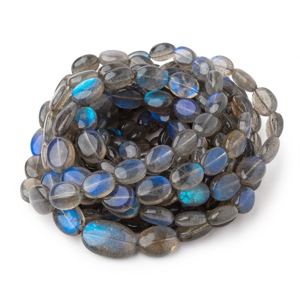 6x5-14x9mm Labradorite Plain Oval Beads 18 inch 48 pieces AAA - Beadsofcambay.com