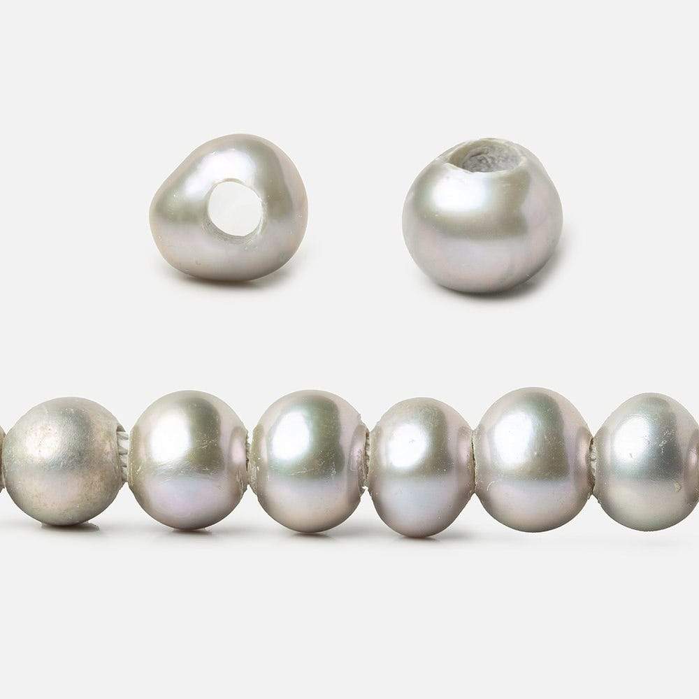 6x5-6.5x6mm Rose' Silver Off Round 2.5mm Large Hole Freshwater Pearl 75 pieces - Beadsofcambay.com