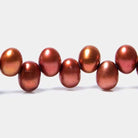 6x5-7x5mm Dark Salmon Top Drilled Oval Freshwater Pearls 16 inch 84 pieces - Beadsofcambay.com