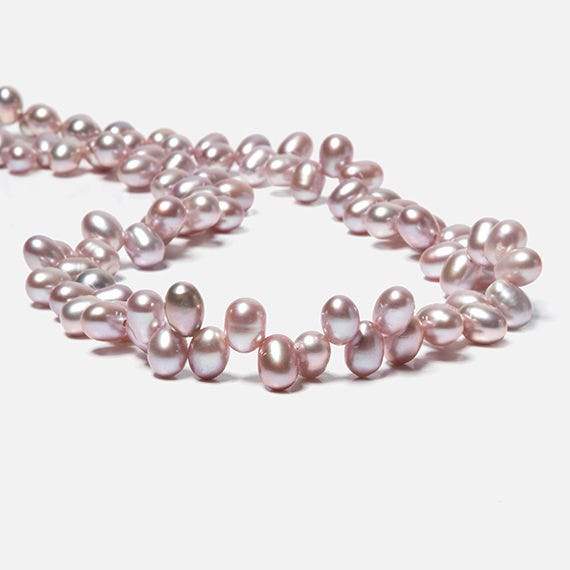 6x5-7x5mm Ice Pink Top Drilled Oval Freshwater Pearls 16 inch 96 pieces - Beadsofcambay.com
