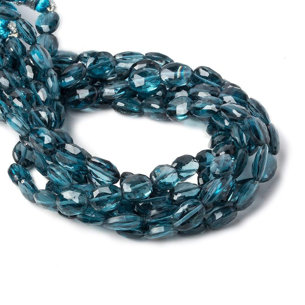 6x5-7x5mm London Blue Topaz Faceted Oval Beads AA Grade 8 inch 30 beads - Beadsofcambay.com