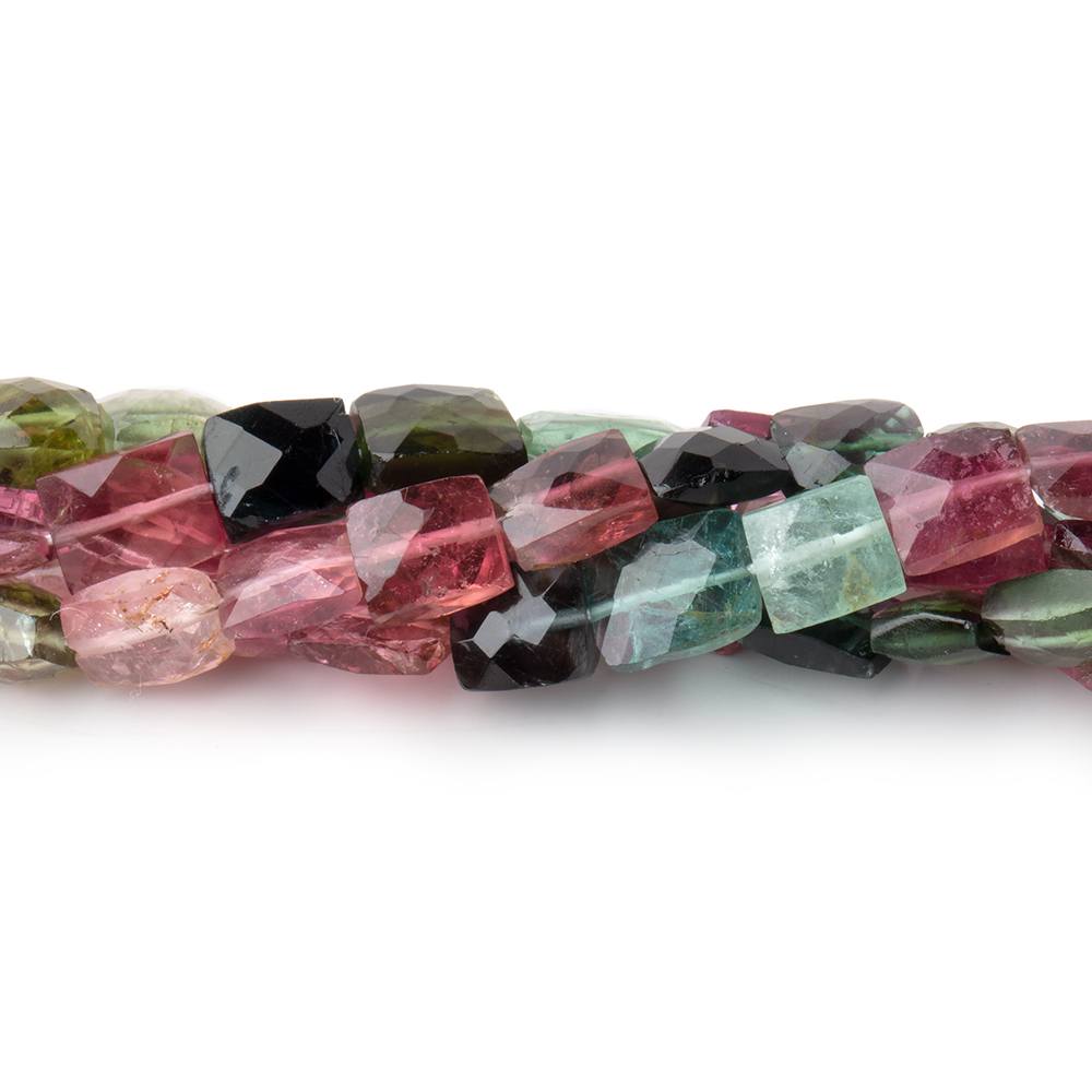 6x5-7x5mm Multi Color Tourmaline Faceted Rectangle Beads 14.5 inch 54 pieces AA - Beadsofcambay.com