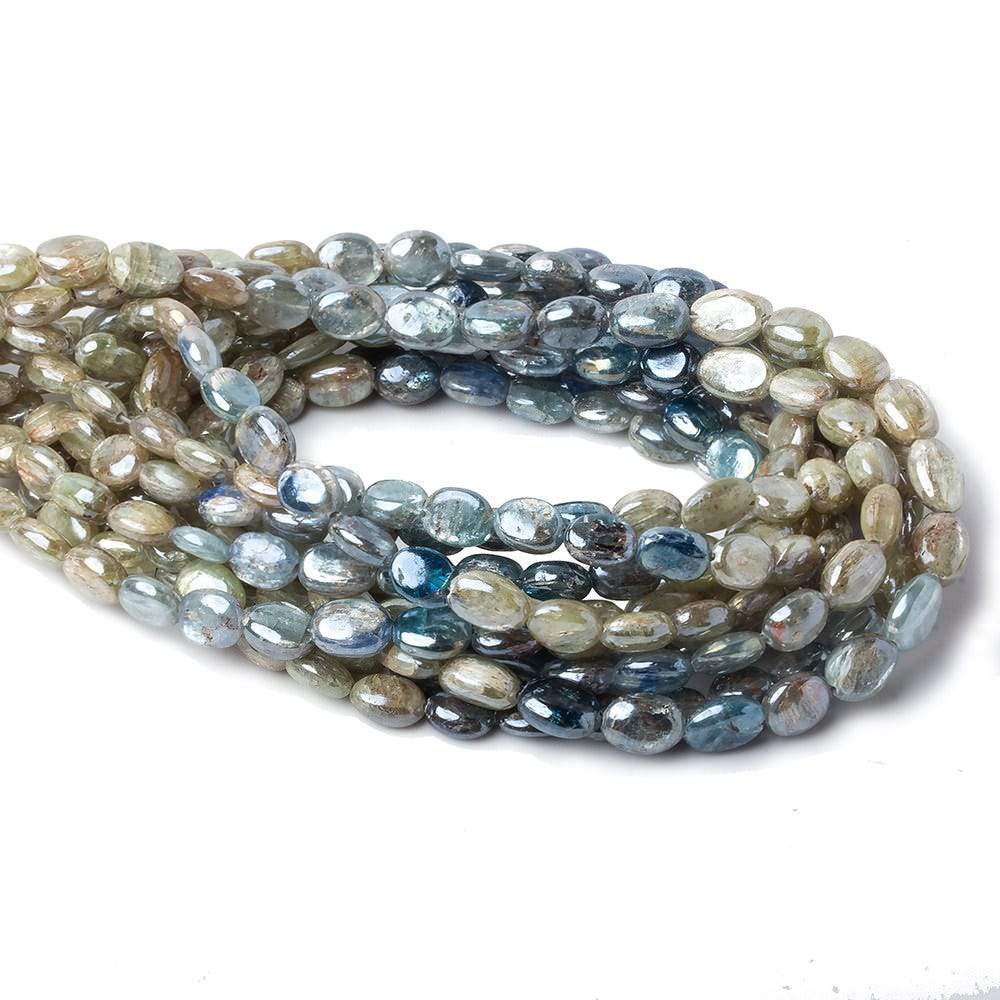 6x5-7x5mm Mystic Blue & Green Kyanite plain oval beads 16 inch 58 pcs - Beadsofcambay.com