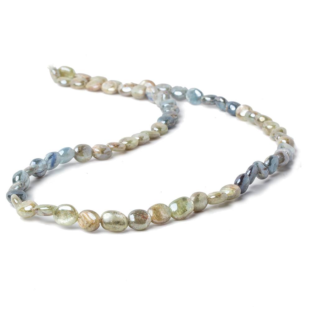 6x5-7x5mm Mystic Blue & Green Kyanite plain oval beads 16 inch 58 pcs - Beadsofcambay.com