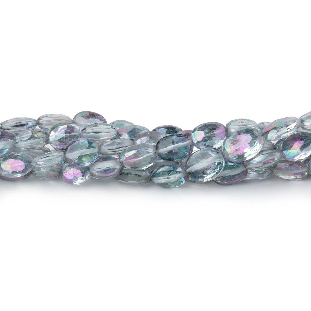 6x5-7x5mm Mystic Grey Topaz Faceted Oval Beads 8 inch 28 pieces - Beadsofcambay.com